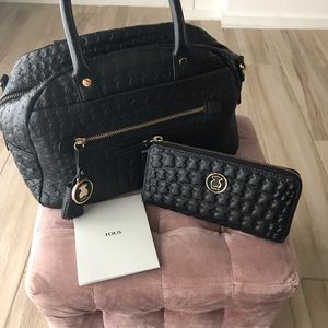 Tous black Sherton Broni bowling bag and wallet